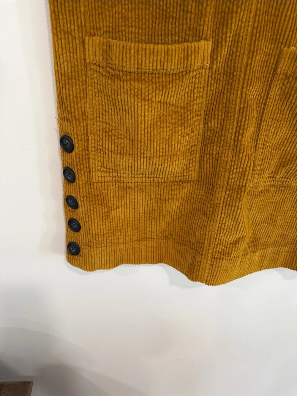 Madewell Sleeveless Corduroy V-Neck Dress in Mustard Gold